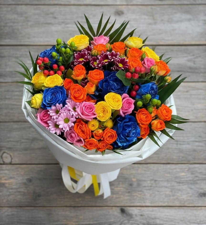 Букет цветов из: Розы и Хризантемы в Клетской