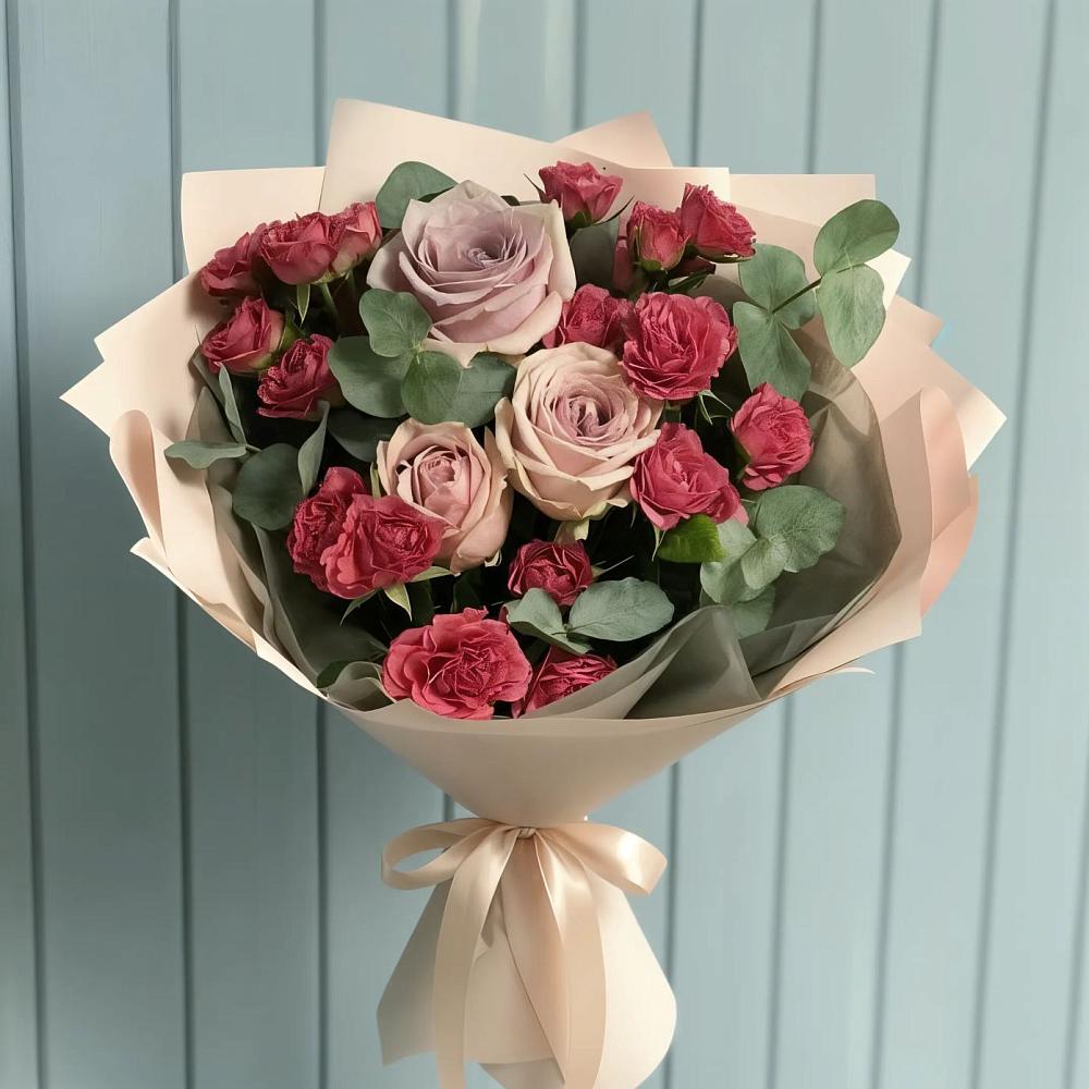 Букет цветов из: Гвоздики и Розы в Клетской