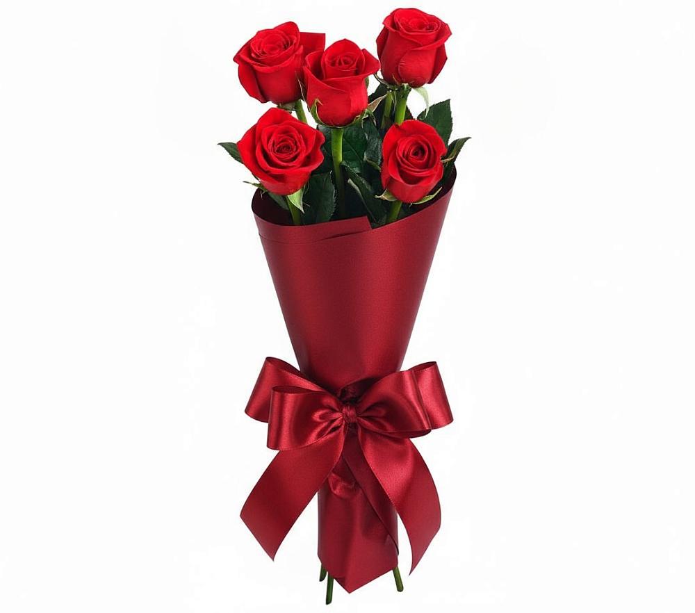 Букет 5 Красных роз Эдлесс Лав в Клетской