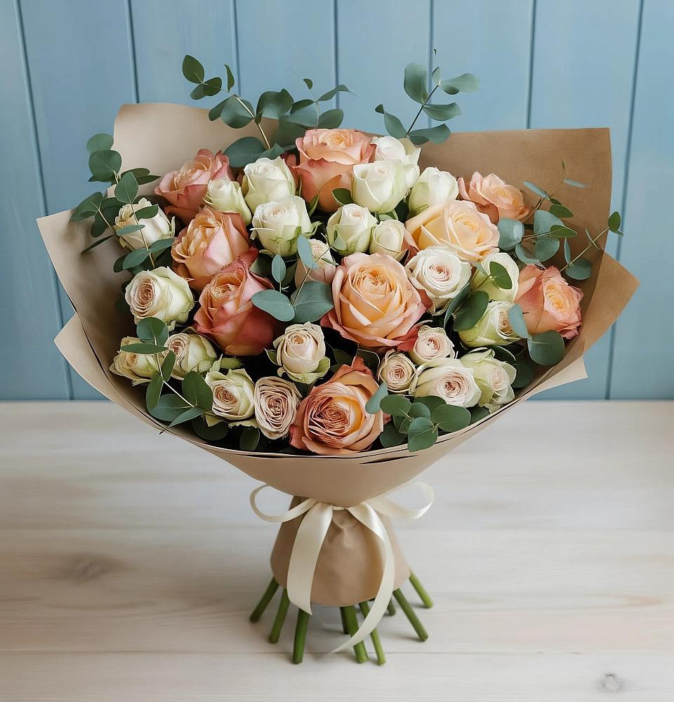 Букет цветов из: Альстромерии и Розы в Клетской