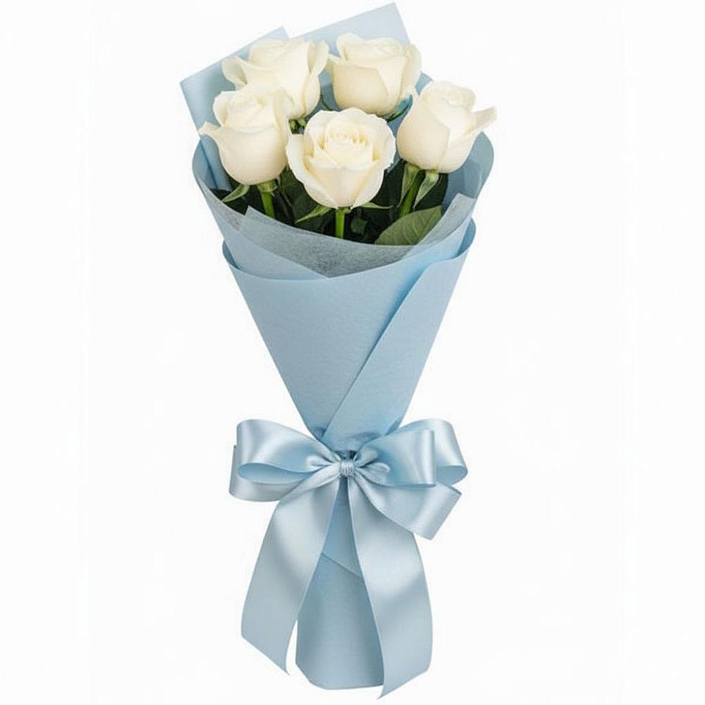 Букет 5 Белых роз Проуд в Клетской