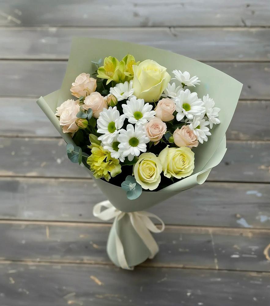 Букет цветов из: Альстромерии, Розы и Хризантемы в Клетской