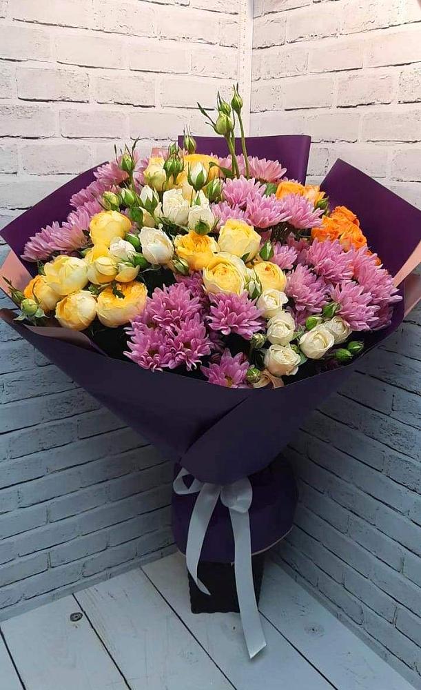 Букет цветов из: Хризантемы и Розы в Клетской