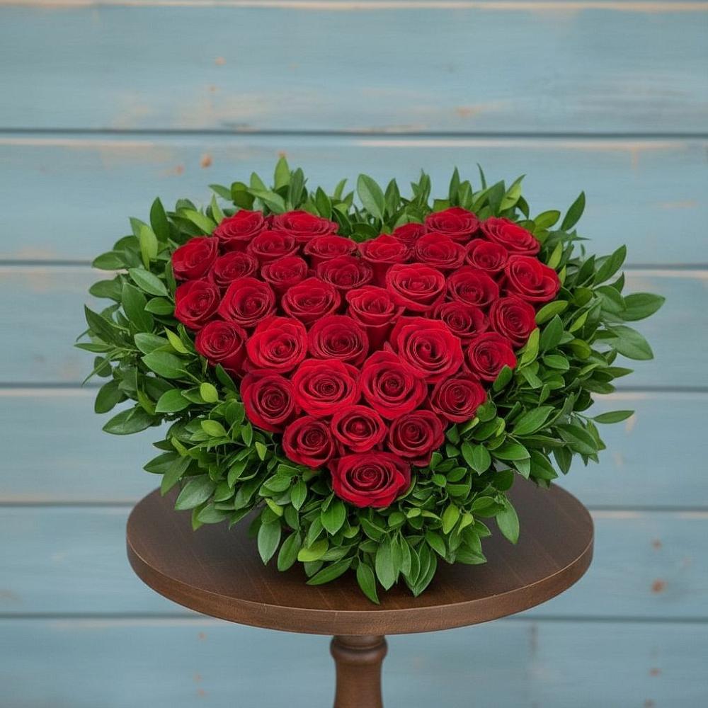 Цветочная композиция из Розы в виде сердца в Клетской