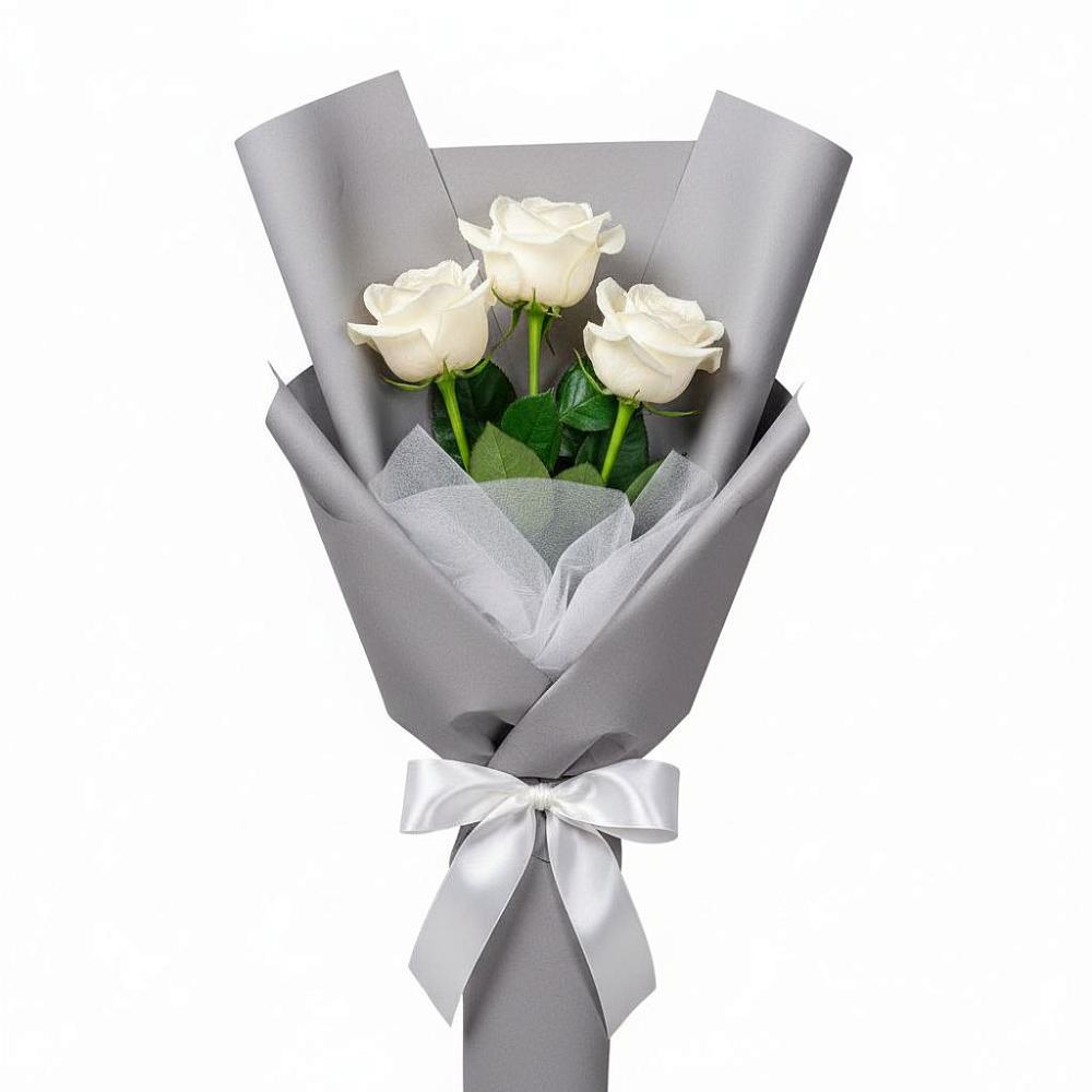 Букет 3 белые розы в Клетской
