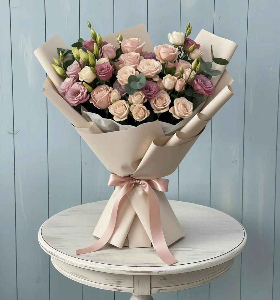 Букет цветов из: Розы и Лизиантусы в Клетской